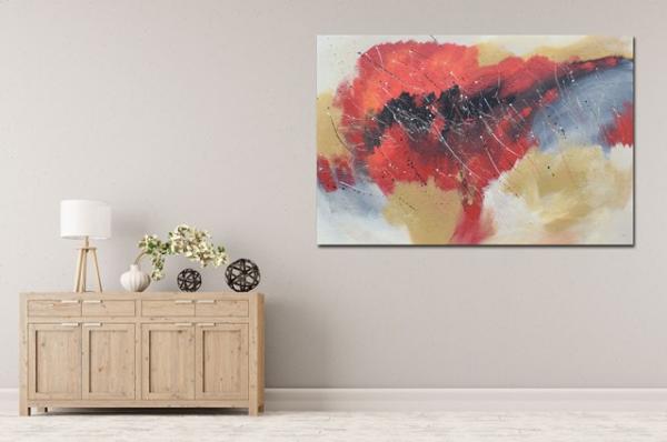 Buy art with structure beige red - Abstract 1427
